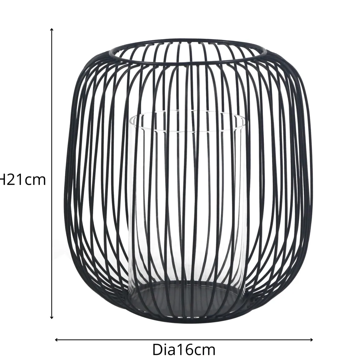 Akia sort metal lanterne 21cm
