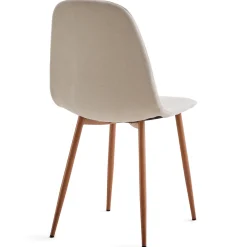Anna spisebordsstol - beige tekstil med egelook
