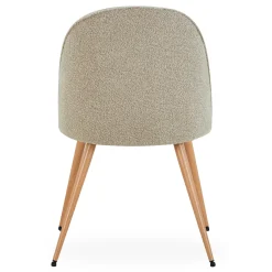 Annika spisebordsstol - Beige boucle stof med ben i egetræslook