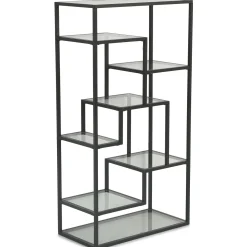 Bianca sort bogreol med glashylder 80x40x150