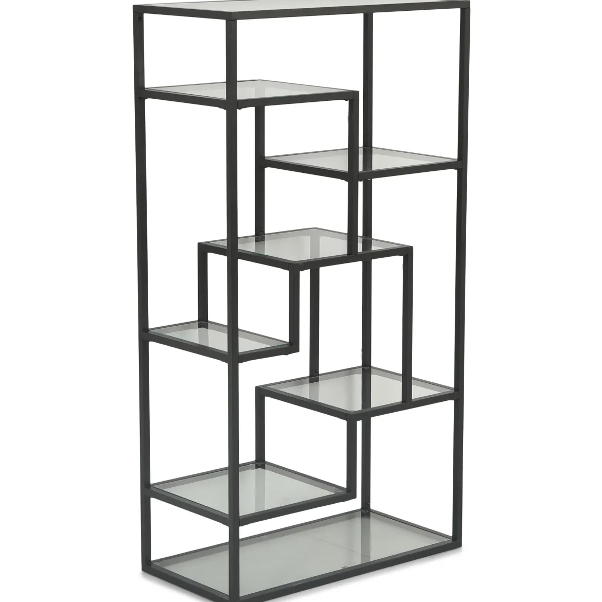Bianca sort bogreol med glashylder 80x40x150