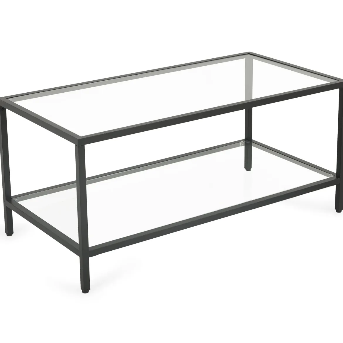 Bianca sort sofabord metalstel og glas - 100x50x40 cm