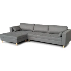 Brandy - Højrevendt og venstrevendt vendbar chaiselong sofa grå - L: 290 x D: 96 x H: 80 cm