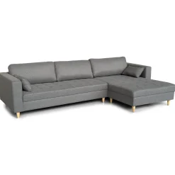 Brandy - Højrevendt og venstrevendt vendbar chaiselong sofa grå - L: 290 x D: 96 x H: 80 cm