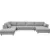 Brandy - højrevendt u-sofa i grå med chaiselong - L: 366 x D: 211 x H: 80 cm