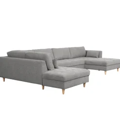 Brandy - højrevendt u-sofa i grå med chaiselong - L: 366 x D: 211 x H: 80 cm