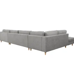 Brandy - højrevendt u-sofa i grå med chaiselong - L: 366 x D: 211 x H: 80 cm