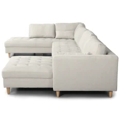 Brandy - højrevendt u-sofa i beige med chaiselong - L: 366 x D: 211 x H: 80 cm