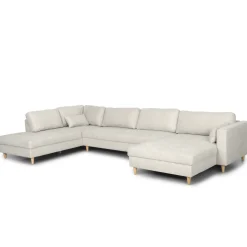 Brandy - højrevendt u-sofa i beige med chaiselong - L: 366 x D: 211 x H: 80 cm