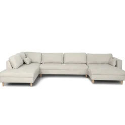 Brandy - højrevendt u-sofa i beige med chaiselong - L: 366 x D: 211 x H: 80 cm