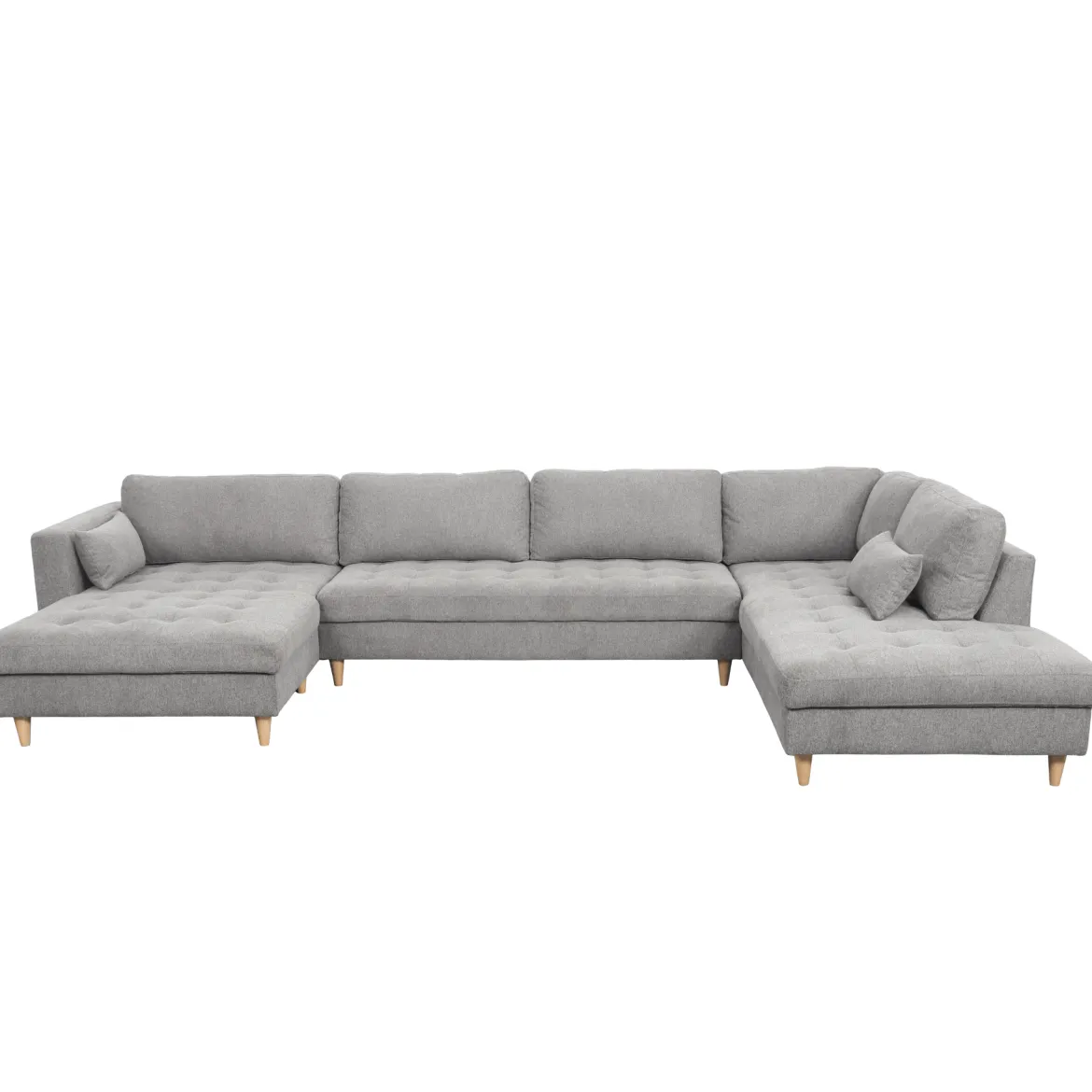Brandy - venstrevendt u-sofa i grå med chaiselong - L: 366 x D: 211 x H: 80 cm