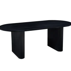 Carisma sort ovalt lamel spisebord 200 x 100 cm med søjleben