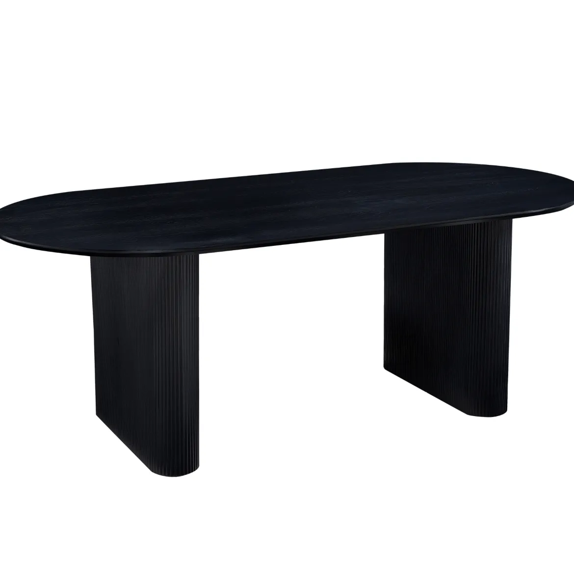 Carisma sort ovalt lamel spisebord 200 x 100 cm med søjleben