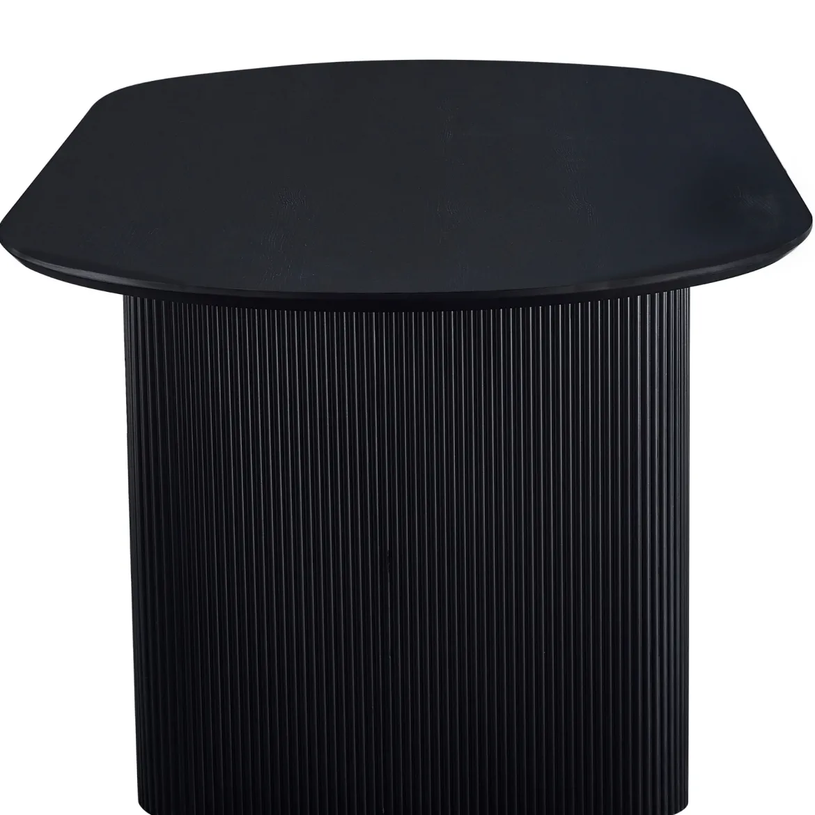Carisma sort ovalt lamel spisebord 200 x 100 cm med søjleben