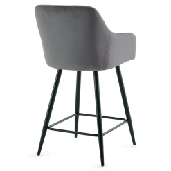 Carlo - barstol grå velour med armlæn 65 cm