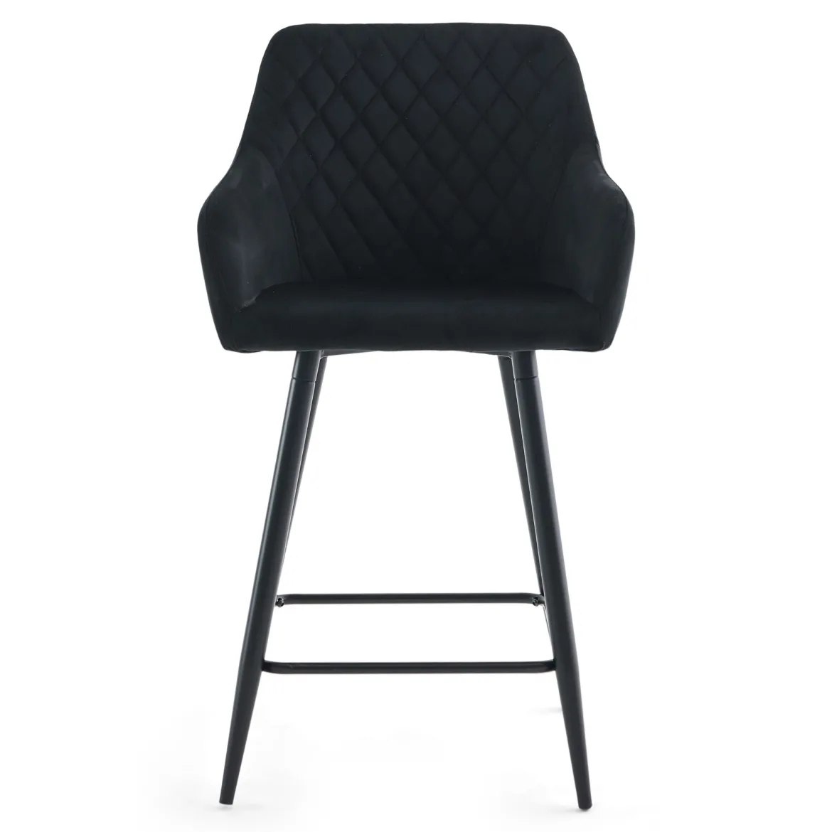 Carlo - barstol sort velour med armlæn 65 cm