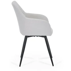 Carlo spisebordsstol - Hvid boucle med drejefunktion 360 grader