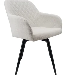 Carlo spisebordsstol - Hvid boucle med drejefunktion 360 grader