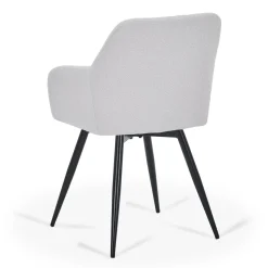 Carlo spisebordsstol - Hvid boucle med drejefunktion 360 grader