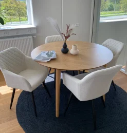 Carlo spisebordsstol - Hvid boucle med drejefunktion 360 grader