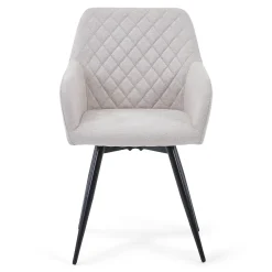 Carlo spisebordsstol - Beige polstret med drejefunktion 360 grader
