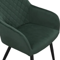 Carlo spisebordsstol - Grøn velour med armlæn