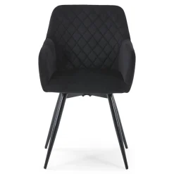 Carlo spisebordsstol - Sort velour med drejefunktion 360 grader