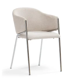 Carolina spisebordsstol i beige tekstil med chrome ben