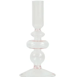 Chicka lysestage glas lyserød 21 cm