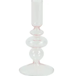 Chicka lysestage glas lyserød 21 cm