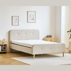 Christian seng i beige 180x200 cm inkl. sengelameller og madrasser