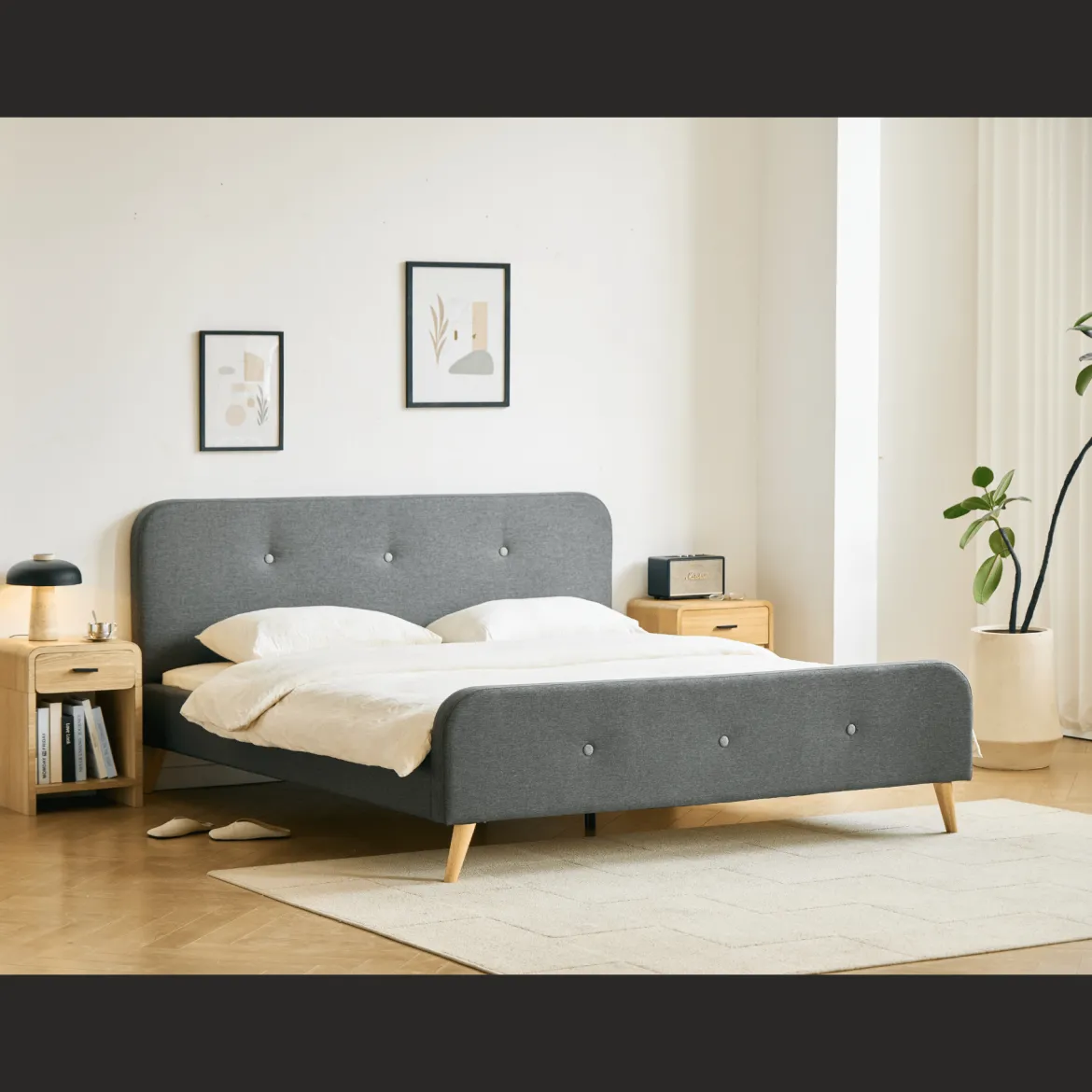 Christian sengeramme i grå 180x200 cm ekskl. sengelameller og madrasser