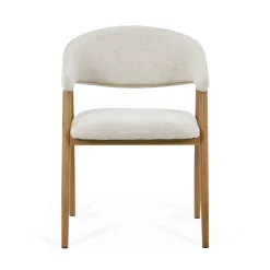 Ebba spisebordsstol - Beige tekstil med ben i egelook