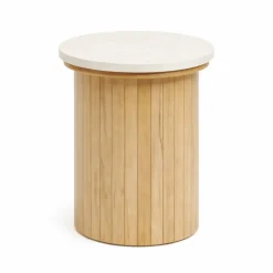 Enzo sidebord i stenbordplade med eg lamelfod Ø40
