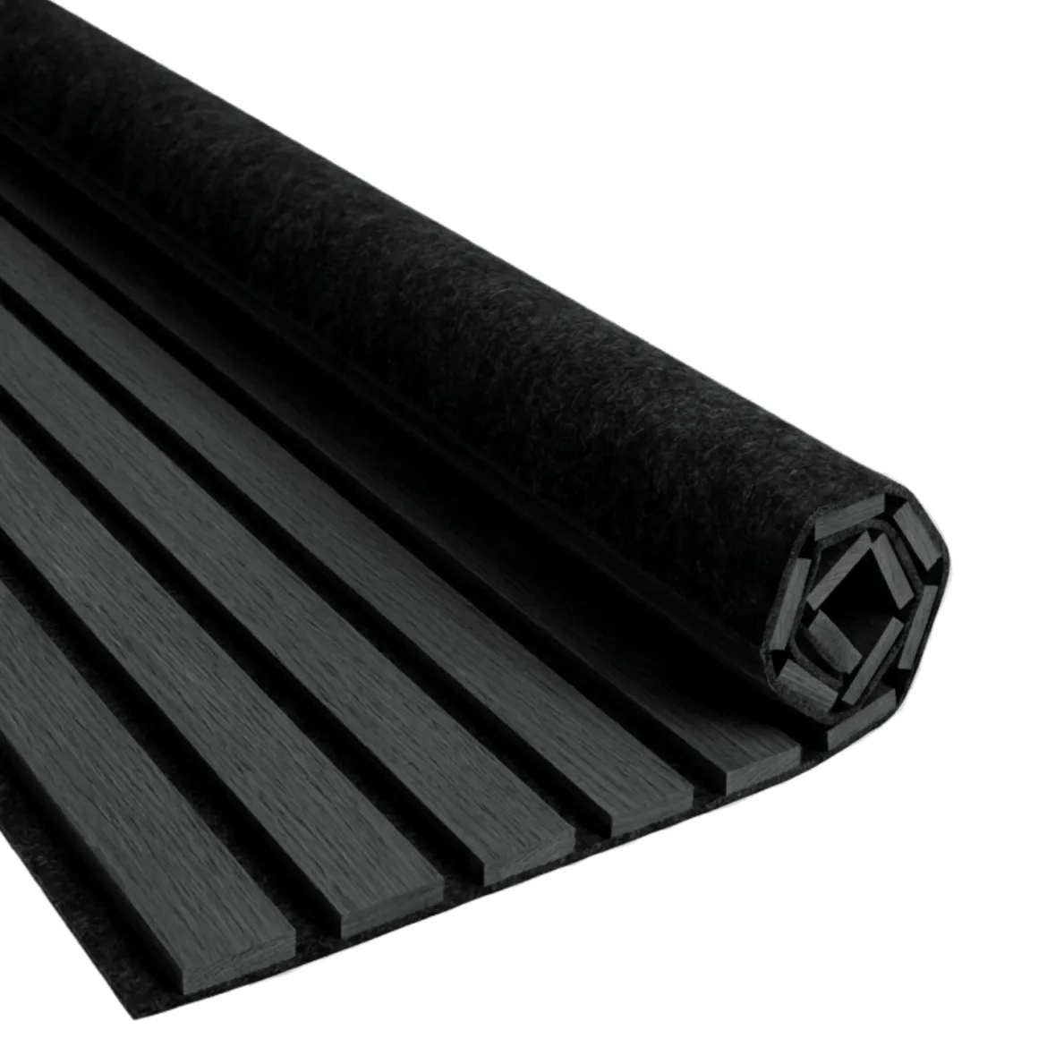 Fleksibel akustikpanel i sort egetræsfiner 1200x520x18 mm