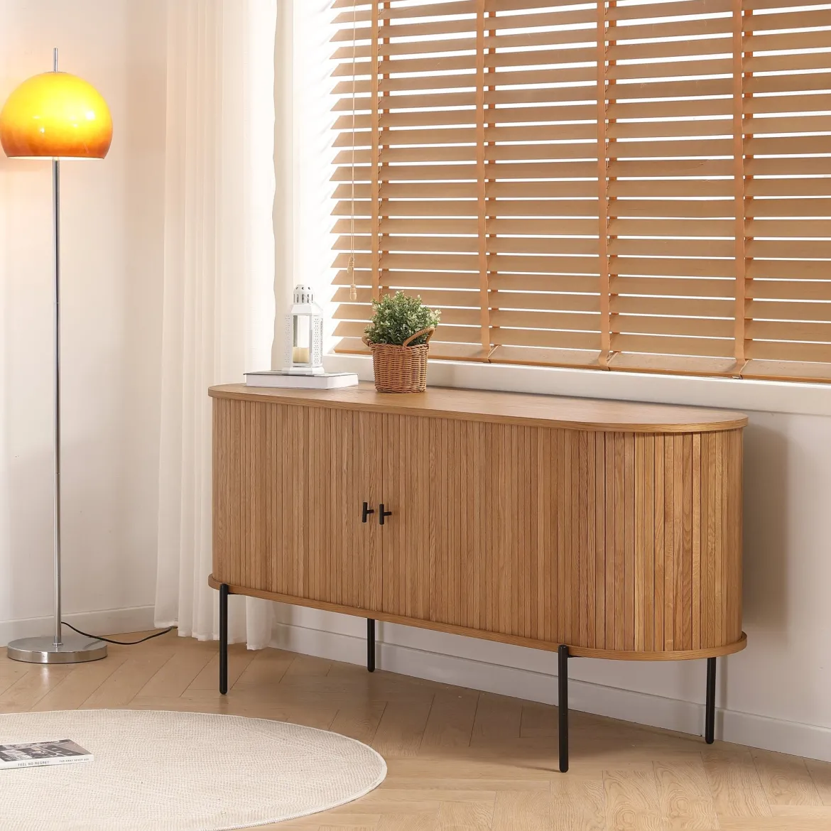 Florence jalousi skab med lameller i eg 160x45x75 cm