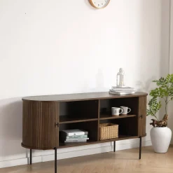 Florence jalousi skab med lameller i røget eg 160x45x75 cm