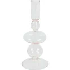 Gracie glas lysestage lyserød 18 cm