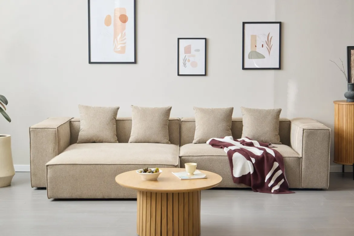 Hailey højre chaiselong modul i sand L: 147 X D: 148 X H: 65 cm