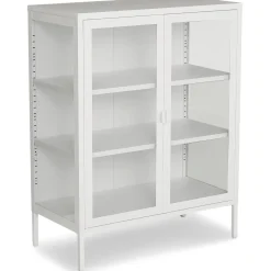 Herman glas skænk/vitrineskab - Hvidt metal 80x40x105 cm