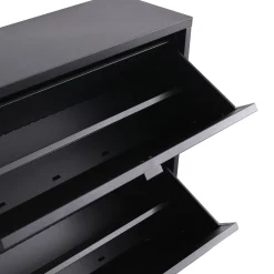 Herman Skoskab - Sort metal med 2 rum - 80x26x89 cm
