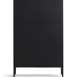 Herman Skoskab - Sort metal med 3 rum - 80x26x125 cm