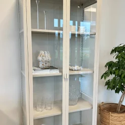 Herman Vitrineskab - Beige metal/glas - 110x40x140 cm