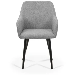 Jenna spisebordstol - grå tekstil med sorte ben