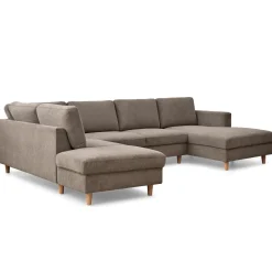 Jennifer højrevendt u-sofa i sand med chaiselong - L: 300 x D: 208 x H: 82 cm