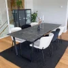 Karl spisebord i mat sort med marmor look - 210 x 90 cm