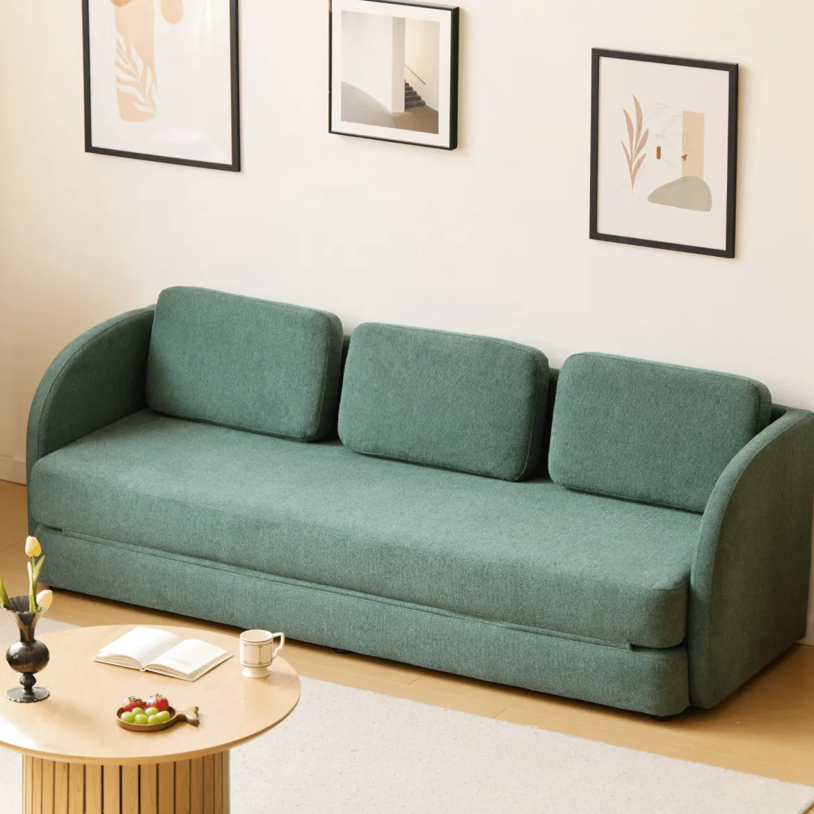 Katarina foldbar sovesofa grøn L: 217 x D: 77/145 x H: 75 cm