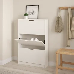 Livo skoskab med 3 låger i hvid