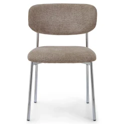 Lucinda spisebodsstol i chrome med sand tekstil
