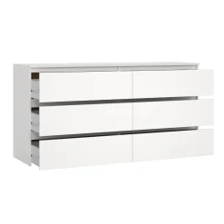 Maise kommode H:70 x B:138 x B:41 cm med 6 skuffer i hvid